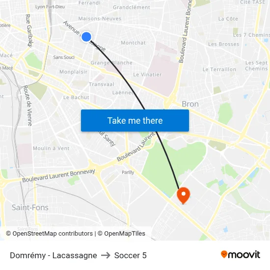 Domrémy - Lacassagne to Soccer 5 map