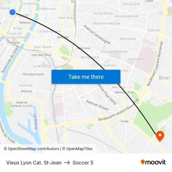 Vieux Lyon Cat. St-Jean to Soccer 5 map