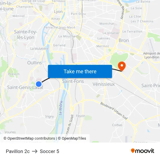 Pavillon 2c to Soccer 5 map