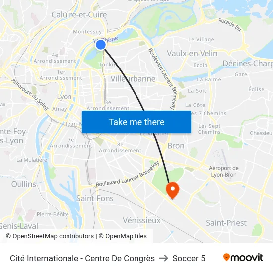 Cité Internationale - Centre De Congrès to Soccer 5 map