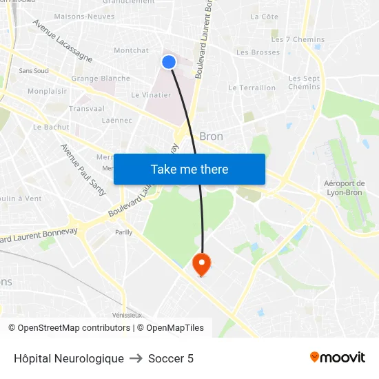 Hôpital Neurologique to Soccer 5 map