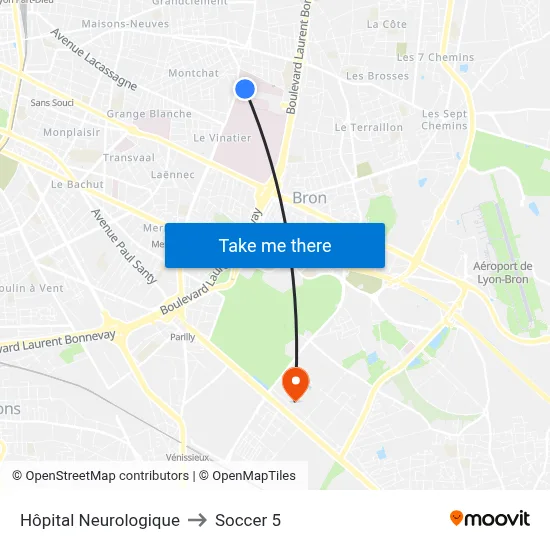 Hôpital Neurologique to Soccer 5 map
