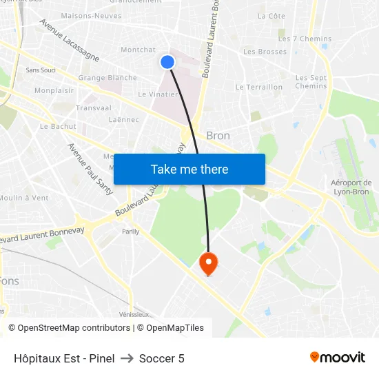 Hôpitaux Est - Pinel to Soccer 5 map