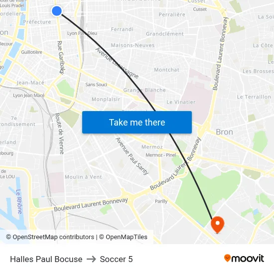 Halles Paul Bocuse to Soccer 5 map