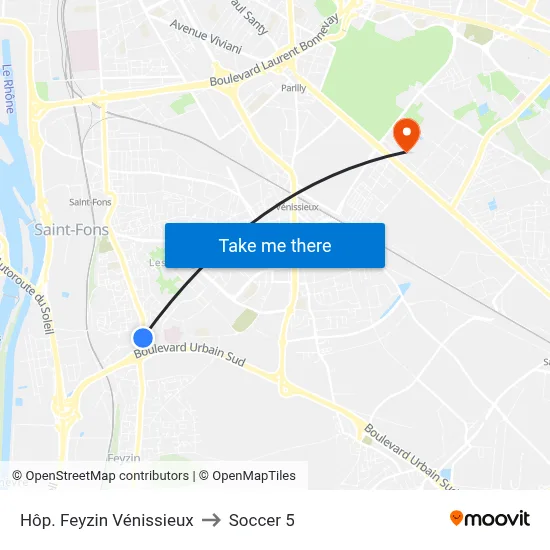 Hôp. Feyzin Vénissieux to Soccer 5 map