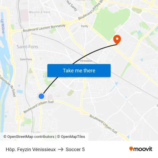 Hôp. Feyzin Vénissieux to Soccer 5 map
