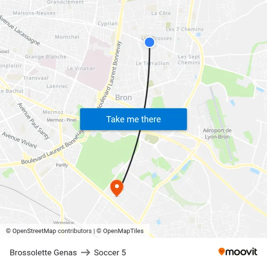 Brossolette Genas to Soccer 5 map