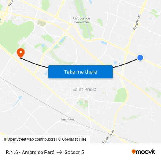 R.N.6 - Ambroise Paré to Soccer 5 map