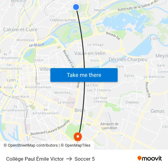 Collège Paul Émile Victor to Soccer 5 map