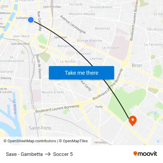 Saxe - Gambetta to Soccer 5 map