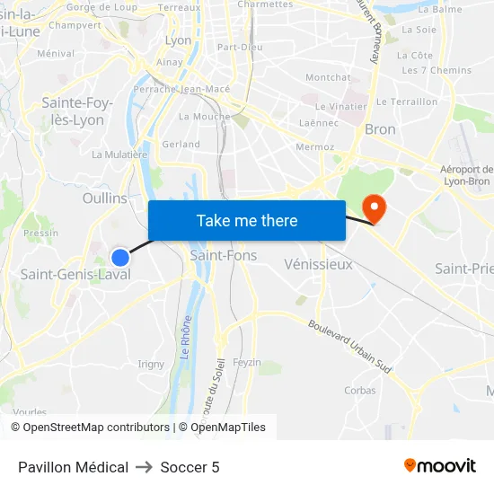Pavillon Médical to Soccer 5 map