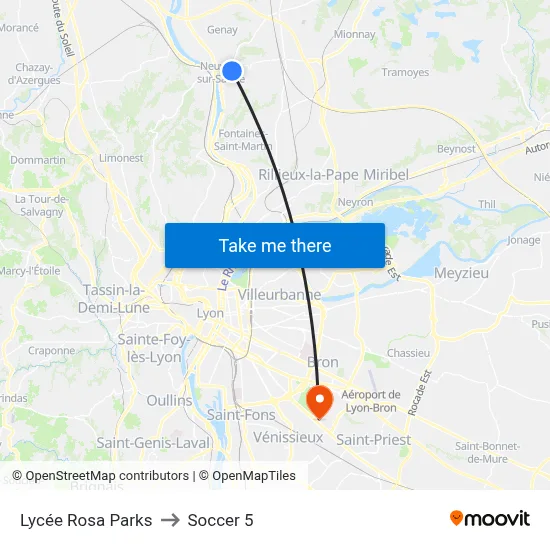 Lycée Rosa Parks to Soccer 5 map