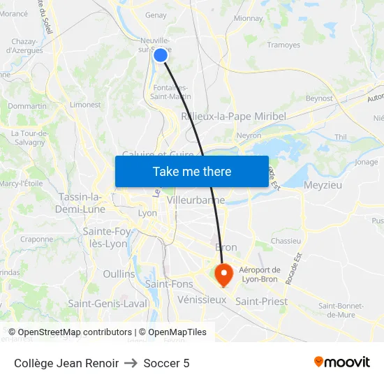 Collège Jean Renoir to Soccer 5 map