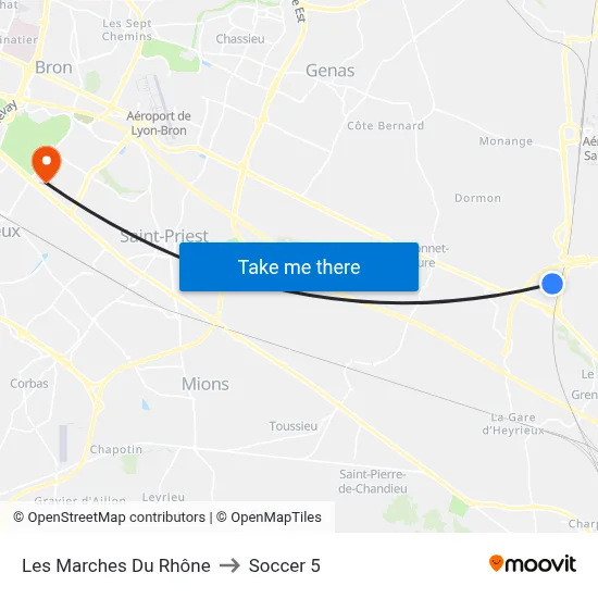 Les Marches Du Rhône to Soccer 5 map
