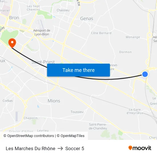 Les Marches Du Rhône to Soccer 5 map