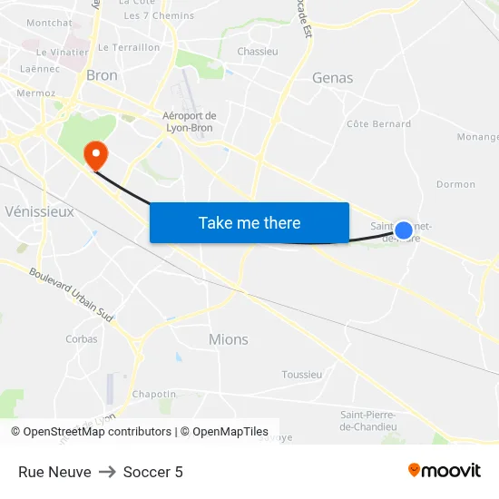 Rue Neuve to Soccer 5 map