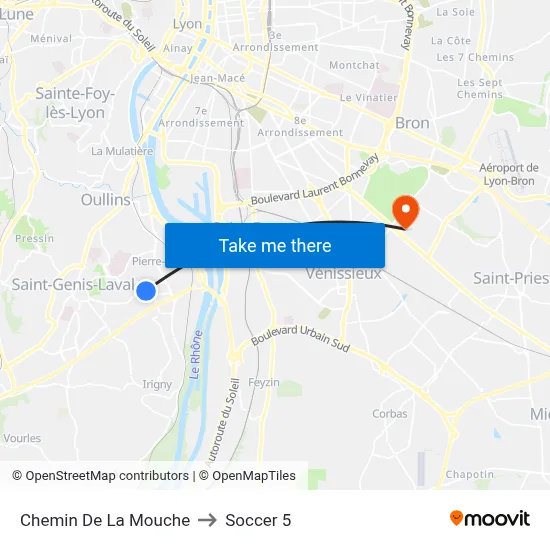 Chemin De La Mouche to Soccer 5 map
