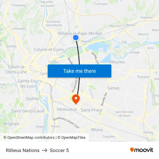 Rillieux Nations to Soccer 5 map