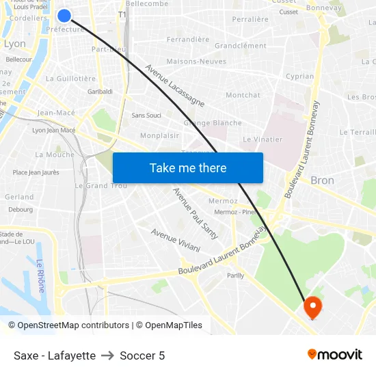Saxe - Lafayette to Soccer 5 map