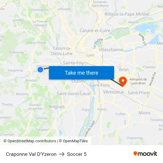 Craponne Val D'Yzeron to Soccer 5 map