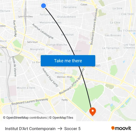 Institut D’Art Contemporain to Soccer 5 map