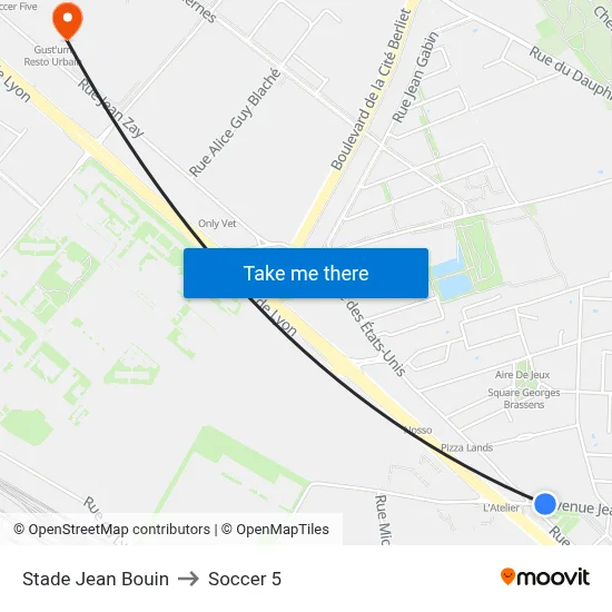 Stade Jean Bouin to Soccer 5 map