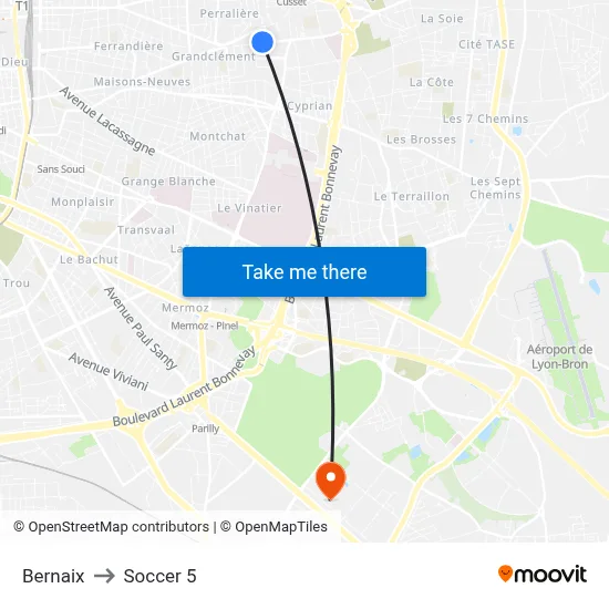 Bernaix to Soccer 5 map