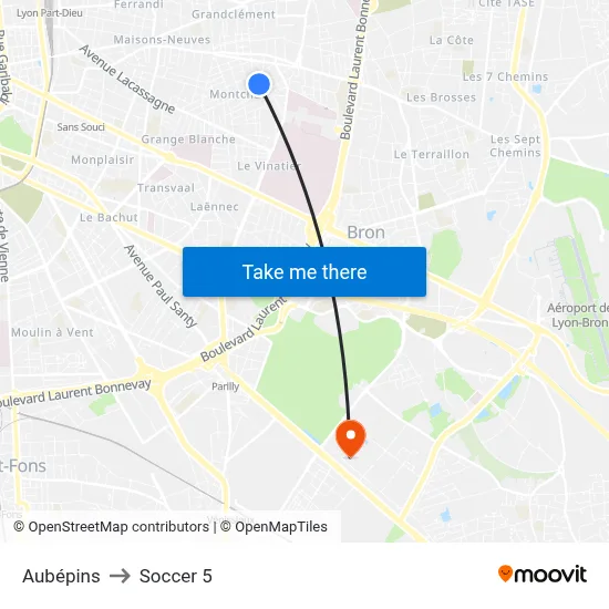 Aubépins to Soccer 5 map