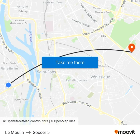 Le Moulin to Soccer 5 map