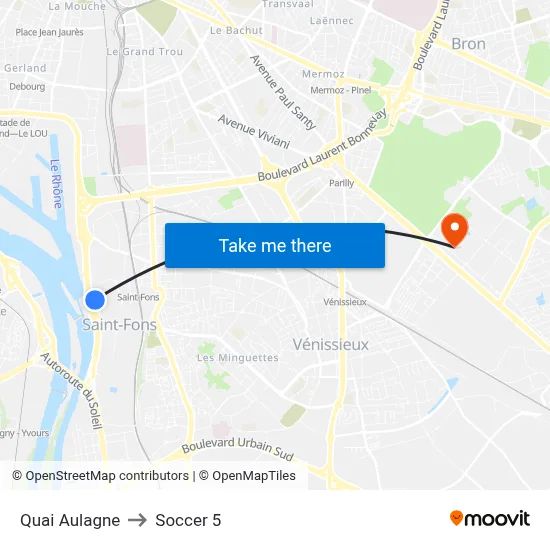 Quai Aulagne to Soccer 5 map