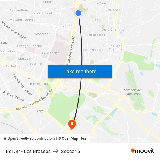 Bel Air - Les Brosses to Soccer 5 map