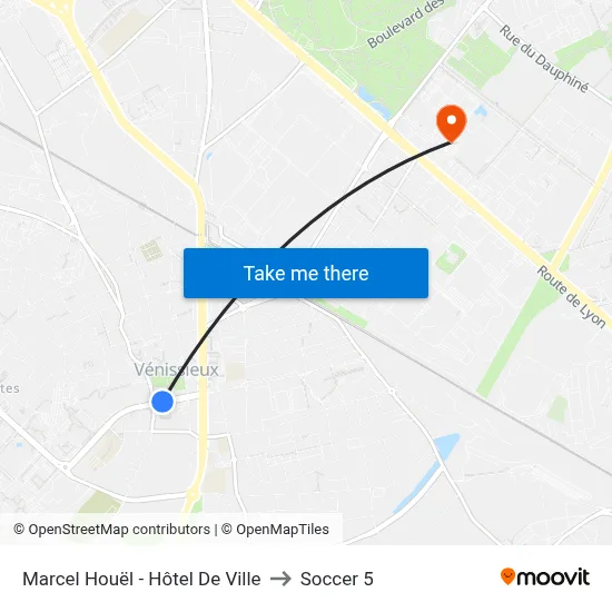 Marcel Houël - Hôtel De Ville to Soccer 5 map