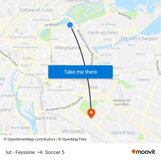 Iut - Feyssine to Soccer 5 map
