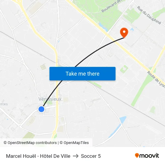 Marcel Houël - Hôtel De Ville to Soccer 5 map