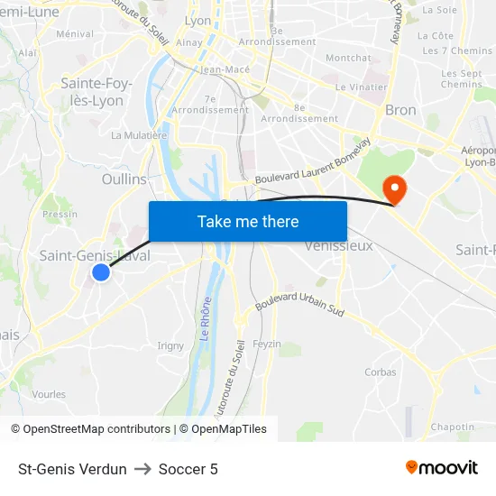 St-Genis Verdun to Soccer 5 map