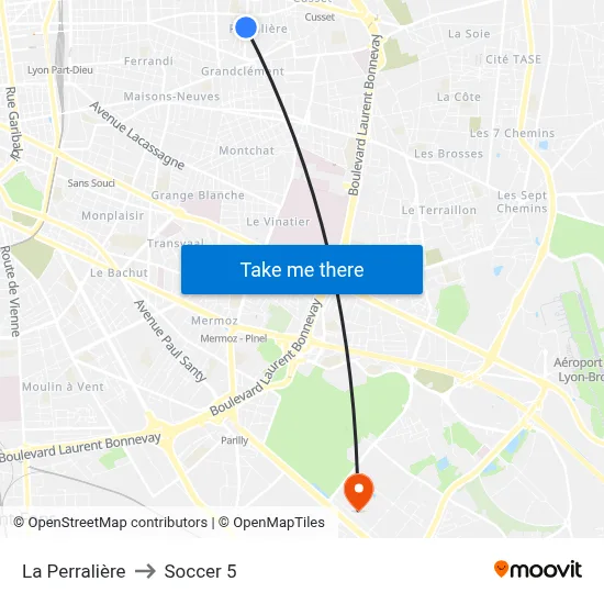 La Perralière to Soccer 5 map