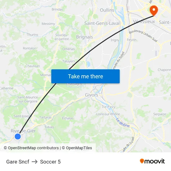 Gare Sncf to Soccer 5 map