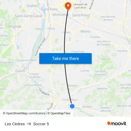 Les Cèdres to Soccer 5 map
