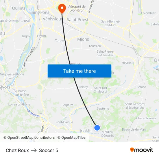 Chez Roux to Soccer 5 map