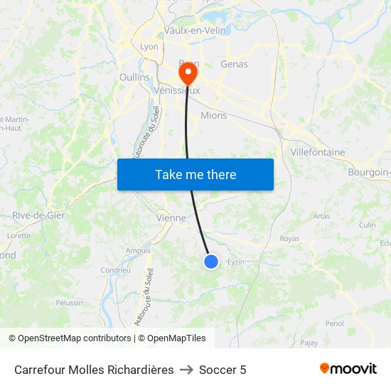 Carrefour Molles Richardières to Soccer 5 map