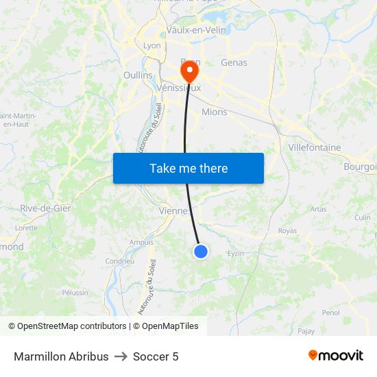 Marmillon Abribus to Soccer 5 map