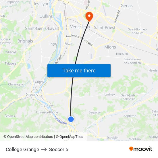 College Grange to Soccer 5 map