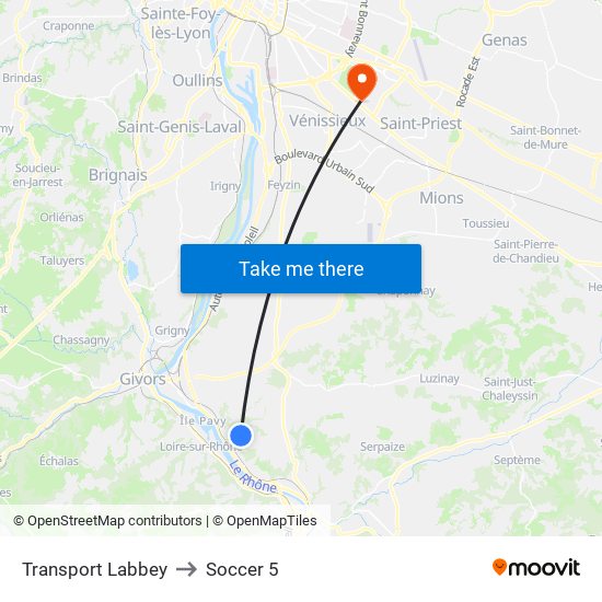 Transport Labbey to Soccer 5 map