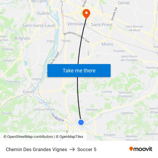 Chemin Des Grandes Vignes to Soccer 5 map