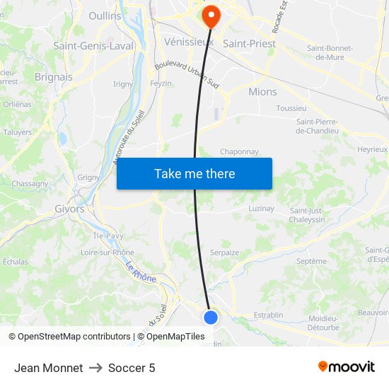 Jean Monnet to Soccer 5 map