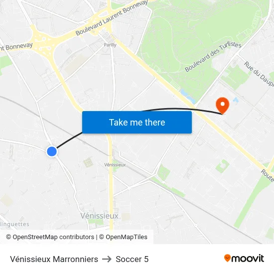 Vénissieux Marronniers to Soccer 5 map