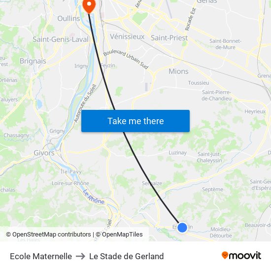 Ecole Maternelle to Le Stade de Gerland map