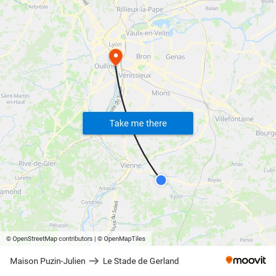 Maison Puzin-Julien to Le Stade de Gerland map