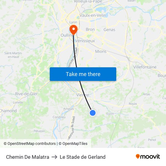 Chemin De Malatra to Le Stade de Gerland map