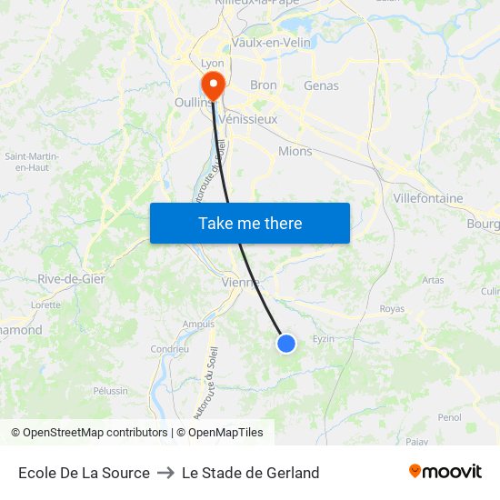 Ecole De La Source to Le Stade de Gerland map